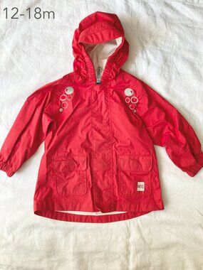 MEC 12-18 Months Baby Toddler MEC Red Rain Jacket Infant Cloudburst Fall Outdoor